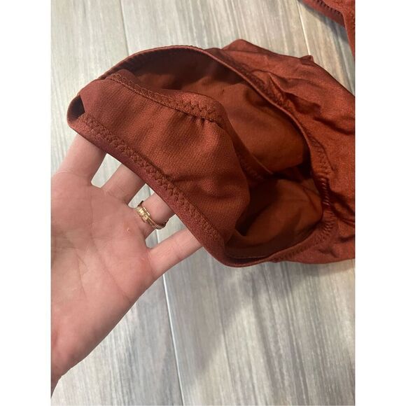 NWT FE NOEL one piece bronze colored asymmetrical swimsuit Size XXS - Picture 3 of 5